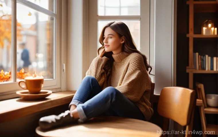 주거 공간의 기술 통합 디자인 사례 - **Prompt 1: Cozy Autumn Cafe Scene**
A young woman with long, wavy brown hair, wearing a stylish...