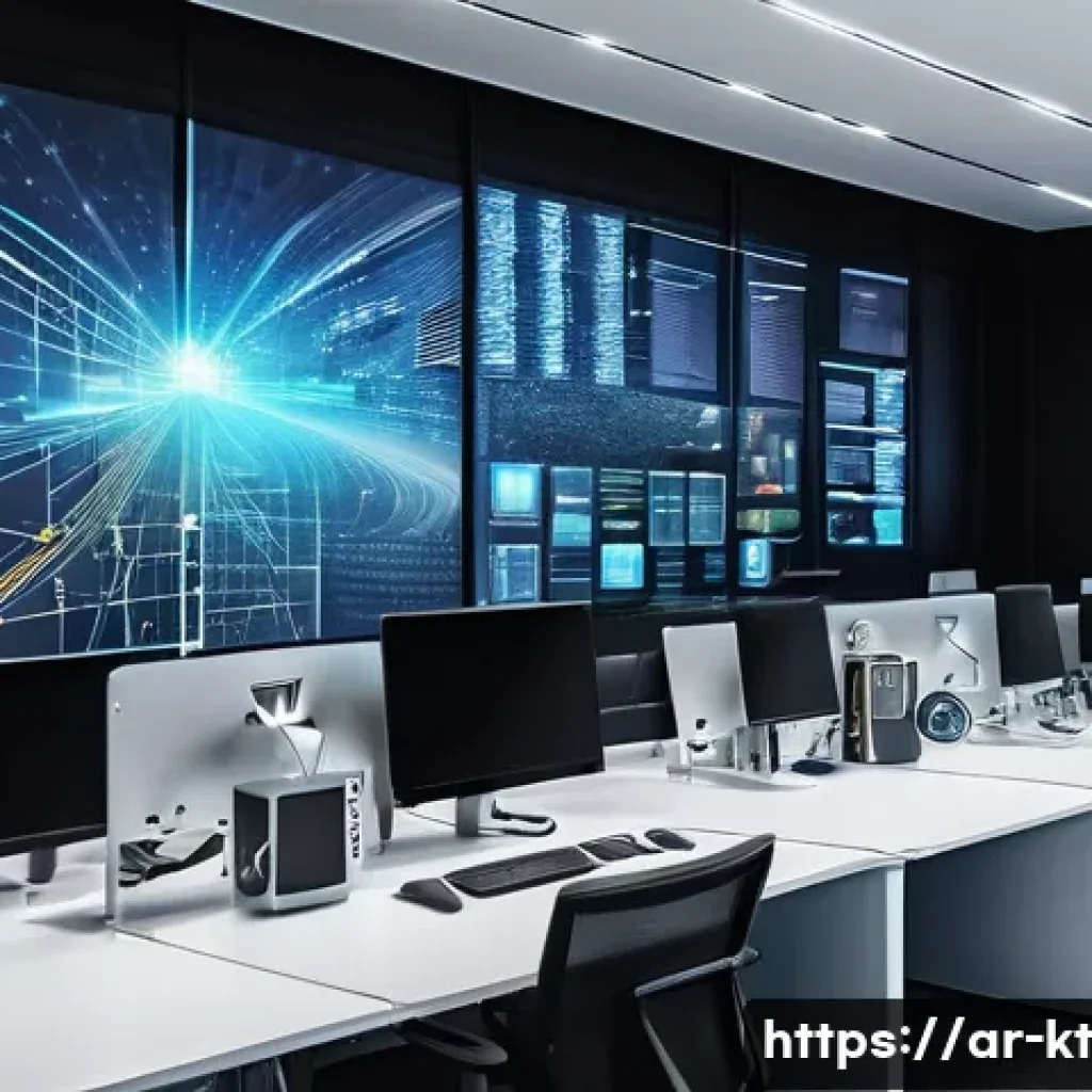 기술 통합 설계의 효율성 분석 - **Seamless Digital Transformation and Collaborative Workforce:**
"A vibrant, wide-angle shot of ...