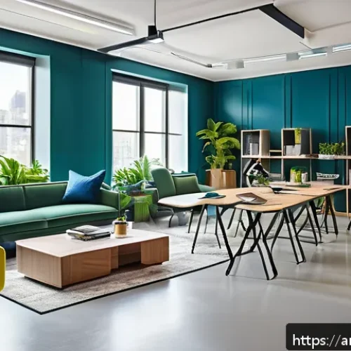 Home 30 기술 통합을 위한 공간 활용 전략 - A modern smart office space designed for an Arabic-speaking professional, featuring clearly divided ...
